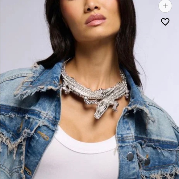 Alligator statement silver necklace(New) - Picture 3 of 7